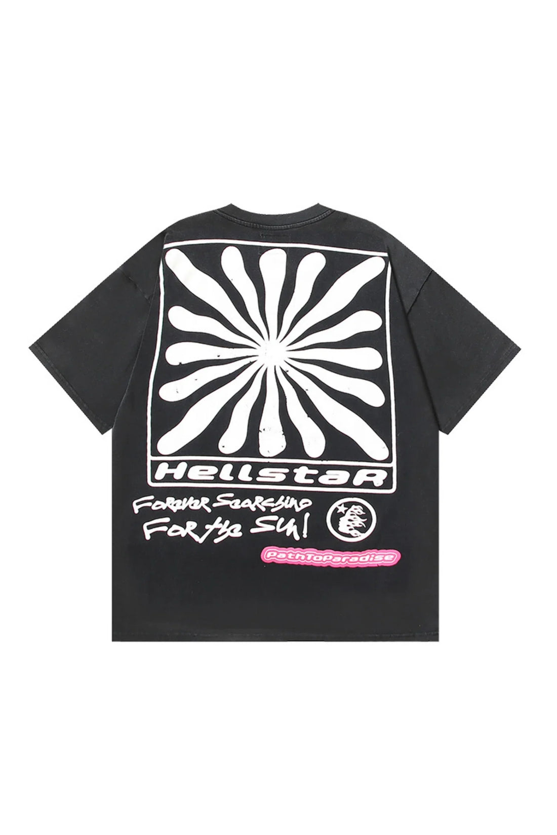 Dark Style: Pink Text Sun's Smile, Black Shirt