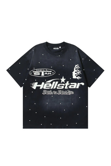 Dark Series: Spotted Letter Printed Black T-shirt