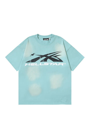 Dark Series: Side Face Goddess Printed Lake Blue T-shirt